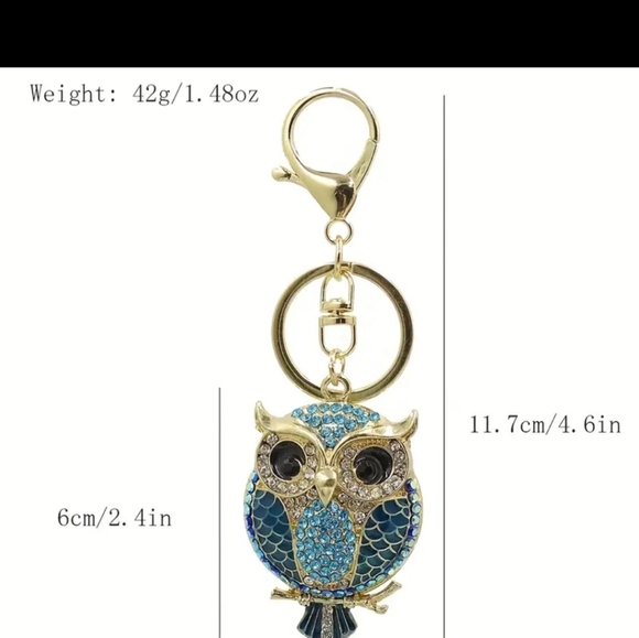 Rhinestone Owl Keychain/Purse Charms, Pink, Blue & Black. NWT - Picture 5 of 5